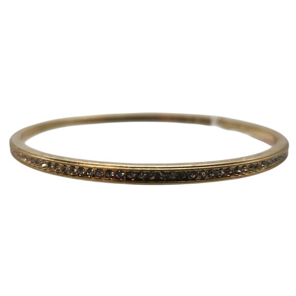 Lia Sophia Adari Bangle Bracelet Matte Gold Clear Cut Rhinestones Large NIB - Picture 3 of 8
